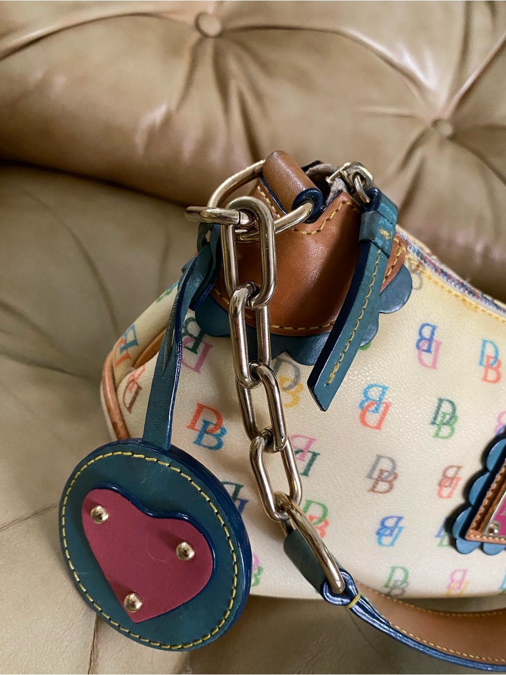Vintage Dooney & Bourke Mini Handbag USA Pink Heart Rainbow - Picture 5 of 16